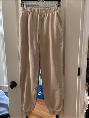 Brandy Melville Beige Elastic-Waist Track Pants
